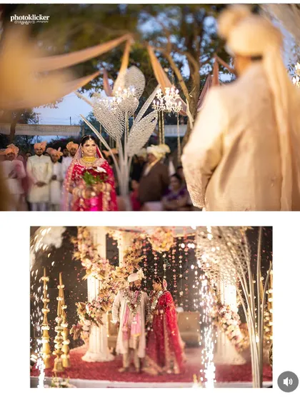 A two-part story showing the bride's emotional entrance and the spectacular Jaimala ceremony with pyrotechnics. This highlights our ability to capture key wedding rituals from multiple perspectives.