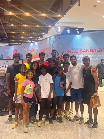 The whole academy team came to the airport to give Nithin a warm send-off for his European tour, showing the strong community spirit we have.