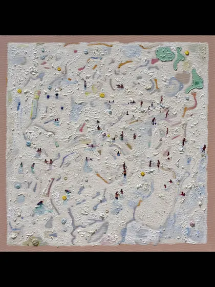 'Joy of Being – 10', a textured painting by Kodanda Rao Teppala, celebrating quiet moments of existence.