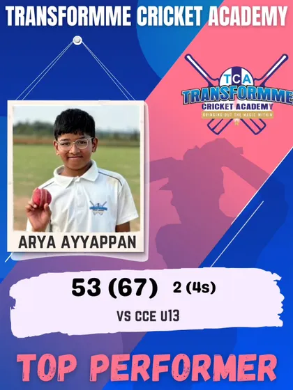 Another graphic highlighting Arya Ayyappan's fifty.
