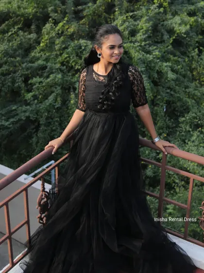 Feel elegant and beautiful during your special photoshoots. I offer gowns like this stunning black netted dress for rent, perfect for maternity, pre-wedding, or post-wedding pictures. It is available in multiple sizes to give you the perfect fit.