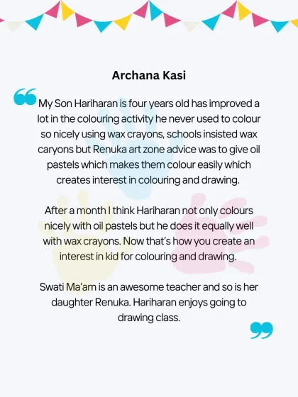 Nothing makes us happier than hearing from the parents of our young artists. This testimonial highlights how we work to build a child's interest and confidence in drawing and coloring.