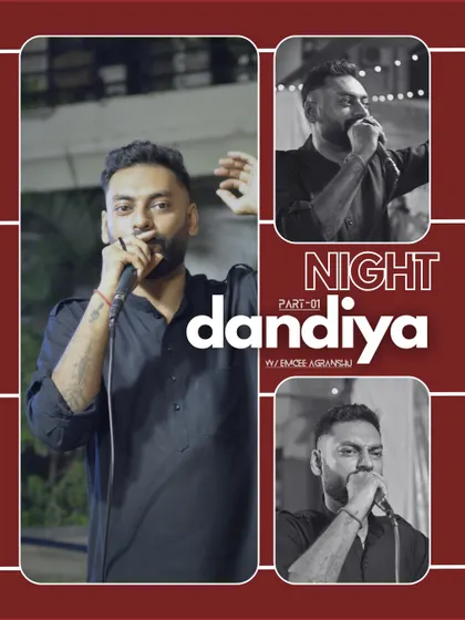 A graphic titled "Dandiya Night Part-01," featuring action shots of me hosting. This shows how I document and brand my events.