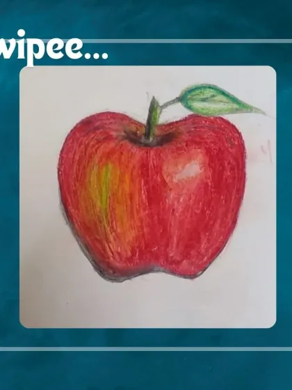 Another example of the amazing still life work from our students. This apple drawing showcases the student's ability to blend multiple colors to create a realistic, three dimensional effect.