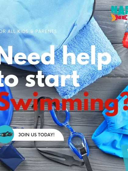 An invitation for all kids and parents who need help to start swimming.