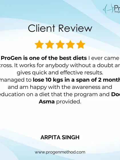 Arpita Singh says ProGen is "one of the best diets I ever came across." She lost 10 kgs in 2 months and valued the education the program provided.