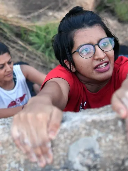 Another great try-hard face! This is the look of pure focus and grit as a climber pulls through a tough move.
