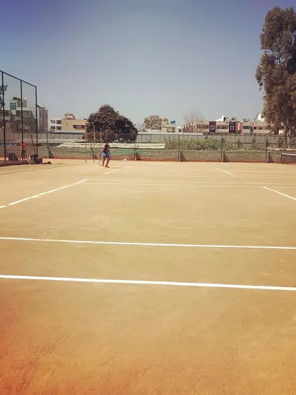 A wide angle of a player on the baseline at my new academy location on GKVK Road.