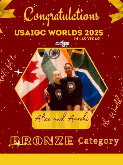 We celebrate our athletes who take on the world. This congratulatory post honors Alice and Aarohi for their performance in the Bronze Category at the USAIGC Worlds 2025, a huge milestone in their competitive careers.