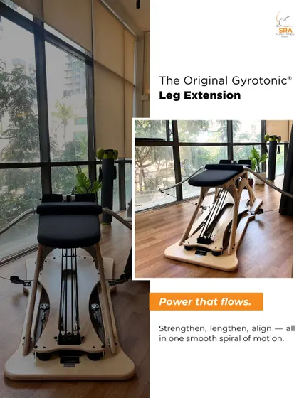 The original Gyrotonic® Leg Extension unit allows you to strengthen, lengthen, and align all in one smooth spiral of motion. We are proud to be the first studio in India to offer this transformative system.