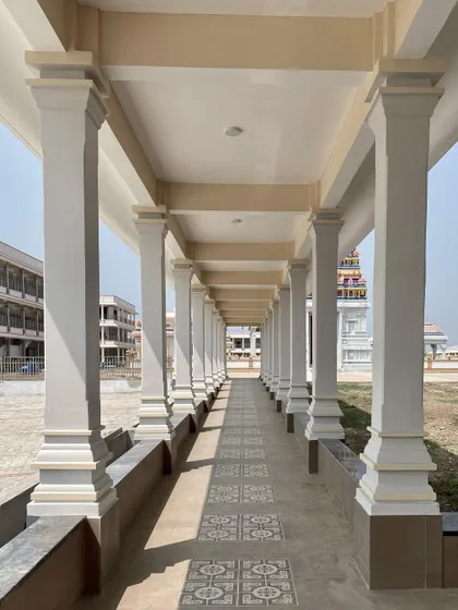 Another view of the completed temple corridor, showing the clean lines and classical proportions used in the design.