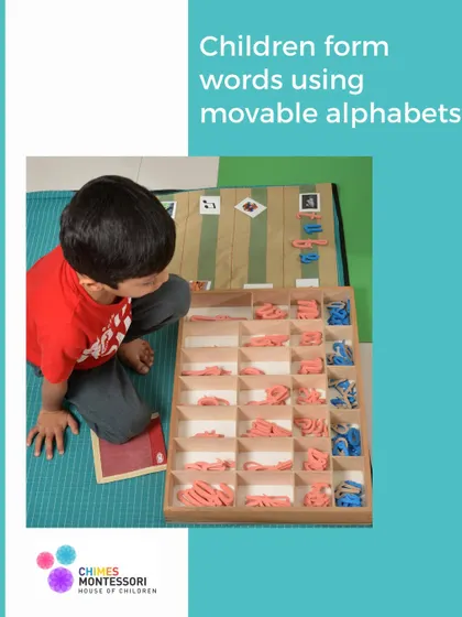 The movable alphabet allows children to express themselves through writing long before their hands are ready for a pencil. This empowers them and builds confidence.