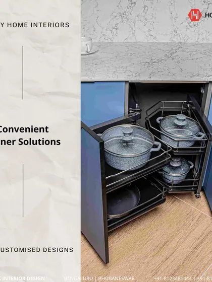 We make every inch count with convenient corner solutions. This accessory allows for easy access to deep corner cabinets, ensuring no space is wasted in your modular kitchen.