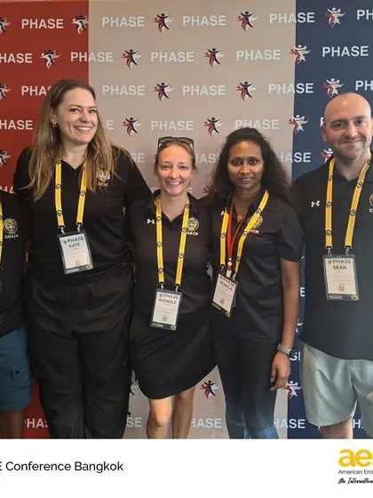 The AES team poses for a photo at the PHASE conference in Bangkok. Professional development is a key part of our commitment to teacher excellence, ensuring our faculty remains at the forefront of educational best practices.