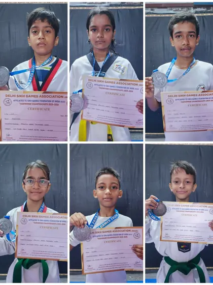 A group of our silver medal winners at the Delhi Sikh Games, a testament to their skill and competitive spirit.
