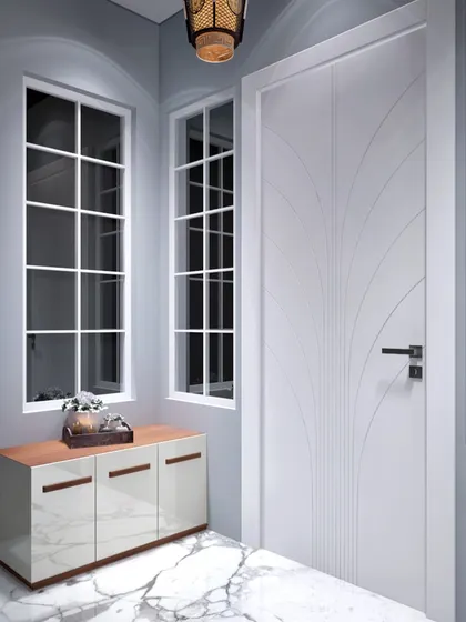 The complete view of the serene and sophisticated entryway, where every detail is designed to impress.