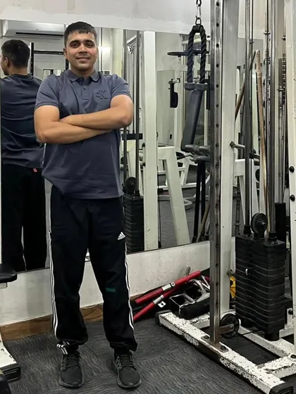 Posing in the gym.
