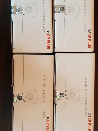 The top view of four boxes of CP Plus intelligent full-color HD cameras.