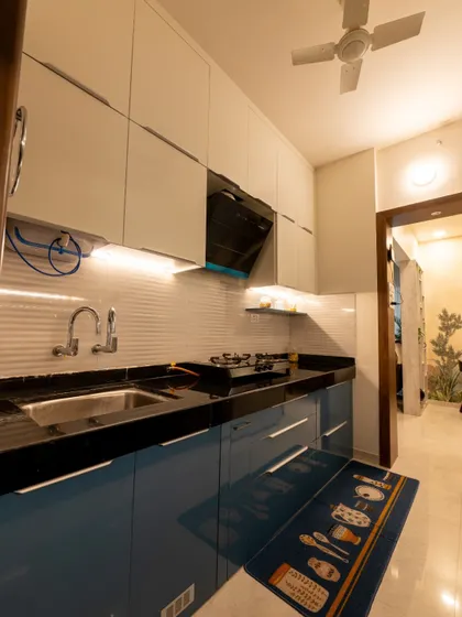 Another shot of the functional and chic modular kitchen from the Pune home tour.