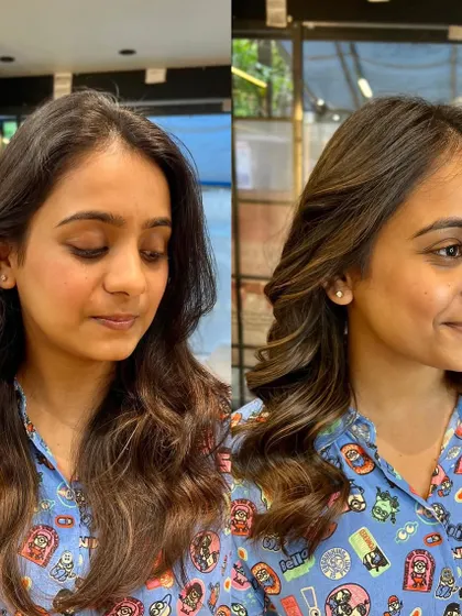 A before and after look at this caramel magic. We added warmth and dimension, completely transforming her hair into a radiant and healthy-looking style.