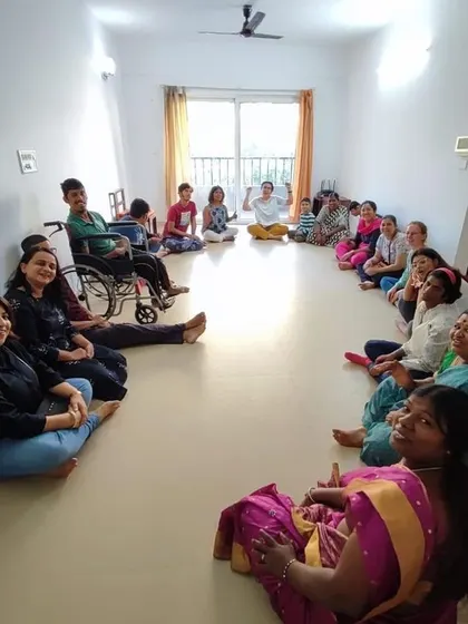 A moment of connection with the wonderful group at Snehadhara Foundation. We believe the arts are for everyone.