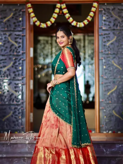 Aishwarya looking stunning in a traditional half-saree.