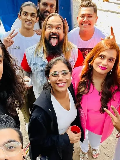 A selfie with the amazing judges, Raja Hasan and Shraddha Pandit. Getting to share our work with such talented artists was a highlight of the experience.