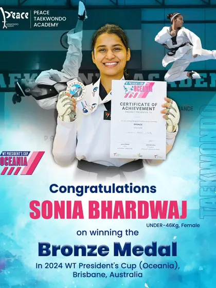 Congratulations to Sonia Bhardwaj for her Bronze Medal at the 2024 WT President’s Cup in Brisbane, Australia.