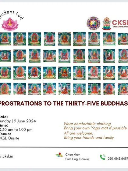 Our community is strengthened by student-led initiatives, such as this group practice of Prostrations to the Thirty-Five Buddhas. All are welcome to join and participate.