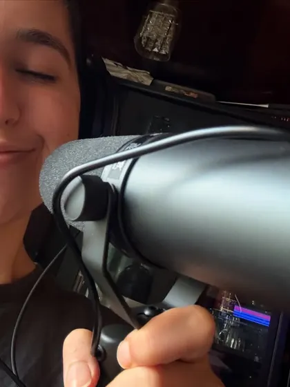 A happy selfie with my trusted microphone. This is an essential tool of my trade, whether I'm in the studio or on stage.
