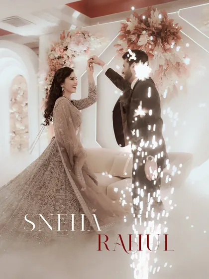 A magical reception moment, with the couple dancing amidst smoke and cold pyro sparklers.