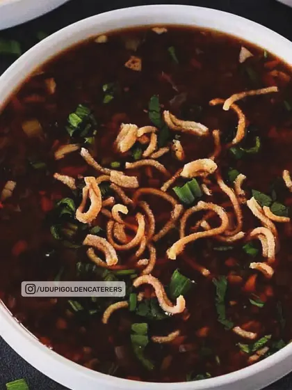 Our Veg Manchow Soup is a flavorful Indo-Chinese soup topped with crispy fried noodles. Its spicy and sour notes make it a very popular choice.
