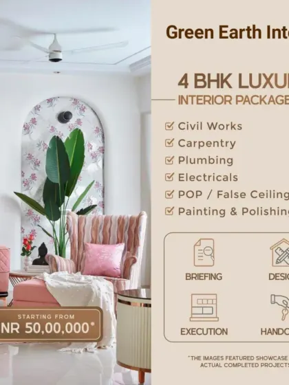 Our 4BHK luxury interior package, starting from ₹50 Lakhs, is for those who want the ultimate in space and style. We provide a complete, hassle-free design and execution service.