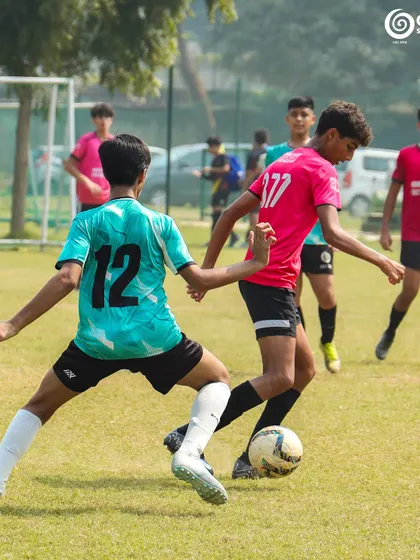 A duel between two players, both showing great balance and strength.
