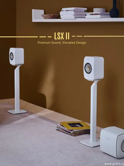 The KEF LSX II delivers premium sound and elevated design. Paired with its matching stands and a compact subwoofer, this system offers a complete, high performance audio solution that is both visually and sonically stunning.
