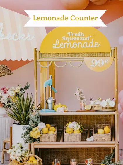 A charming lemonade counter is perfect for a sunny daytime function, offering a refreshing and picturesque treat for guests.