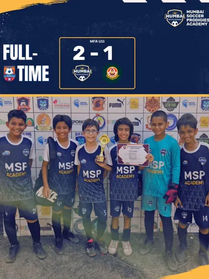 The U11 team celebrates their 2-1 win in the MFA league.