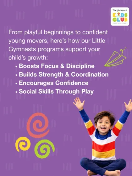 Our Little Gymnasts program is designed for holistic growth. We focus on building strength and coordination, boosting focus and discipline, and encouraging confidence and social skills through guided play.