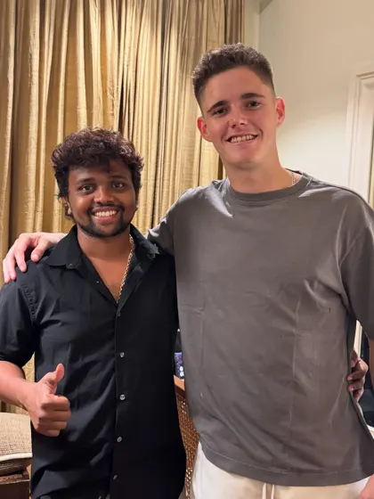 With Jacob Bethell of RCB.