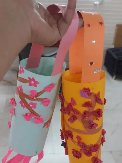 These beautiful paper lanterns were made during one of our craft sessions. They are simple to make but look so lovely.