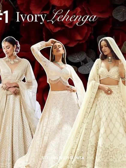 The all-ivory lehenga look has been popular, but in 2025, brides are embracing a wider spectrum of colours.
