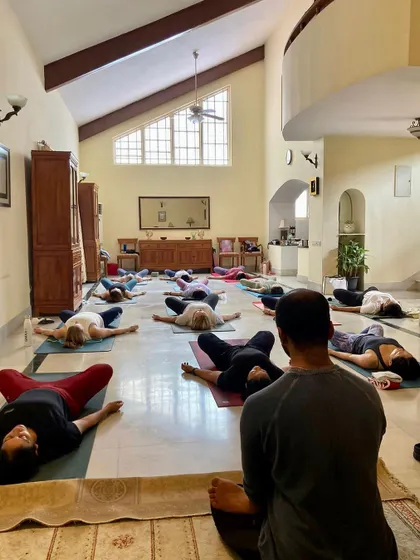 Today began our week-long Pranayama Sadhana. It is a time for our students to reconnect, address doubts, and delve deeper into their practice beyond asana in a supportive community setting.