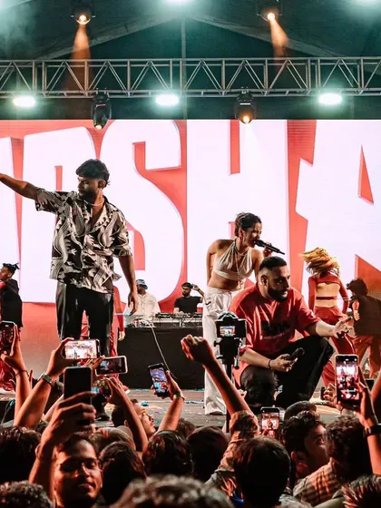 On stage with Badshah bhaiya during a live concert in Hyderabad. The energy was electric. Being his official DJ means I get to be part of these unforgettable shows, creating a vibe for tens of thousands of fans.