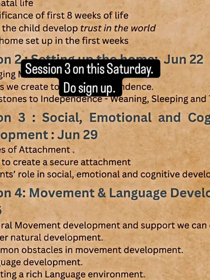 A look at the curriculum for our parent education workshops. We dive into practical topics like setting up the home for a newborn and understanding the social, emotional, and cognitive milestones of the first three years.