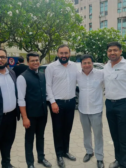With my team, congratulating another colleague on his victory as Joint Secretary of the Saket Court Bar Association.