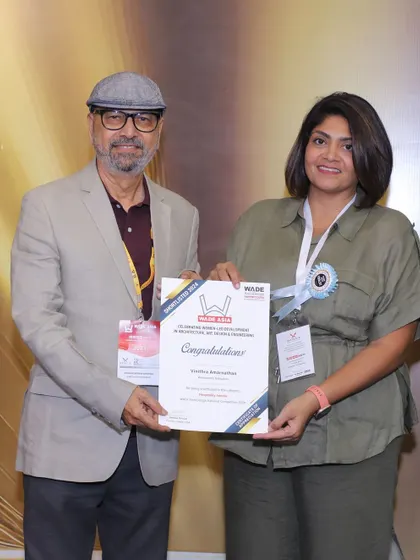 Posing with our certificate from WADE ASIA. We're so proud of how this project captured the Goan vacation vibe while maintaining the signature restraint and elegance of our spaces.