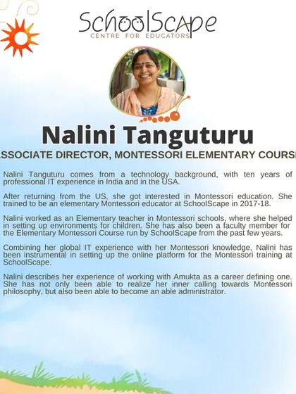 A profile of Nalini Tanguturu, who combines her global IT experience with her Montessori knowledge to lead our online platform.