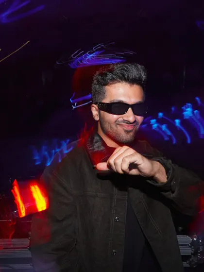 A cool, motion-blurred shot from a club night that captures the fast-paced, energetic vibe of my performance.