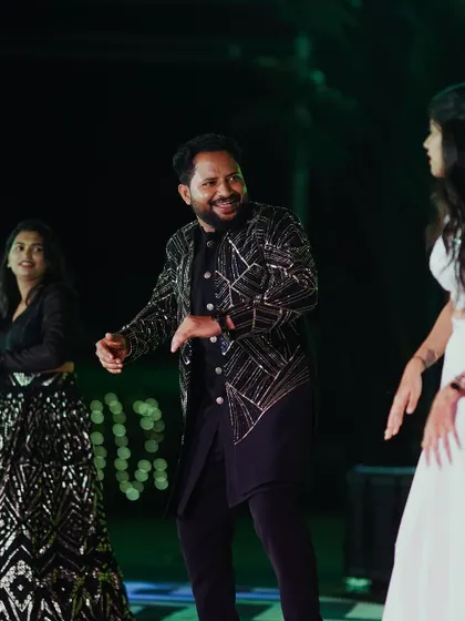 Guests enjoying the dance floor at a Sangeet. My goal is to create a fun and inclusive atmosphere where everyone feels comfortable letting loose and celebrating.