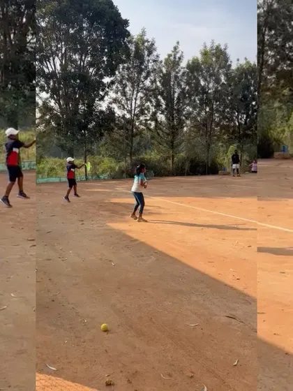 A collage showing various on-court training scenarios, from group drills to individual practice, highlighting the variety in our daily program.